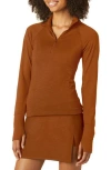 Beyond Yoga Heather Rib Take A Hike Pullover In Clove Brown Heather Rib