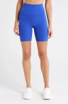 Beyond Yoga High Waist Biker Shorts In Royal Blue Pop Heath