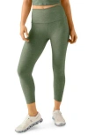 Beyond Yoga Spacedye Caught In The Midi High Waisted Legging In Moss Green Heather