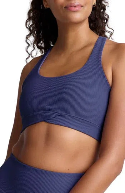 Beyond Yoga Impulse Rib Sports Bra In Blue