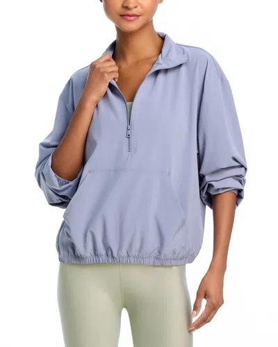 Beyond Yoga In Stride Half Zip Jacket In Cloud Grey In Blue