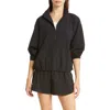 Beyond Yoga In Stride Half Zip Pullover In True Black