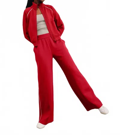 Beyond Yoga In The Flow Wide Leg Pant In Holly Red