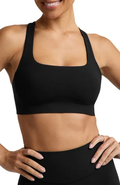 Beyond Yoga In The Zone Scoop Neck Sports Bra In Black
