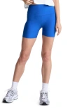 Beyond Yoga Keep Pace Space Dye Bike Shorts In Court Blue Heather
