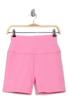 Beyond Yoga Keep Pace Space Dye Bike Shorts In Pink Bloom Heather