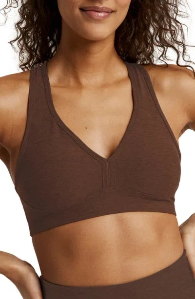 Beyond Yoga Lift Your Spirits Sports Bra In Bold Mocha Heather