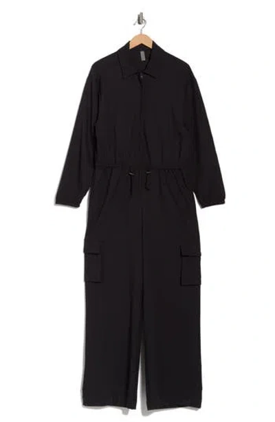 Beyond Yoga Long Sleeve Cargo Jumpsuit In Black