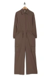 Beyond Yoga Long Sleeve Cargo Jumpsuit In Brown