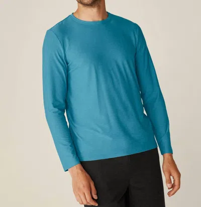 Beyond Yoga Long Sleeve Crew Pullover In Blue Heather
