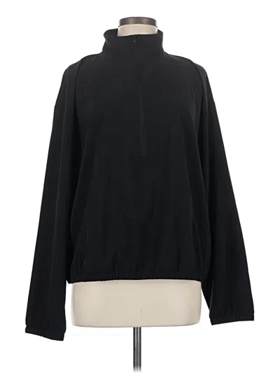 Pre-owned Beyond Yoga Long Sleeve Top Black Solid Pattern Mock Neckline Tops