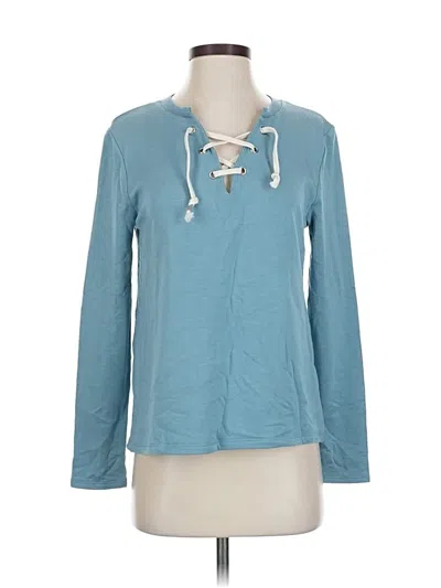Pre-owned Beyond Yoga Long Sleeve Top Teal Keyhole Neckline Tops In Blue