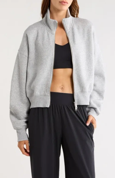 Beyond Yoga Luxe Fleece Double Zip Jacket In Gray