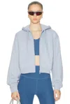 Beyond Yoga Luxe Fleece Zip Up Hoodie In Blue