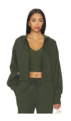 Beyond Yoga Luxe Fleece Zip Up Hoodie In Green