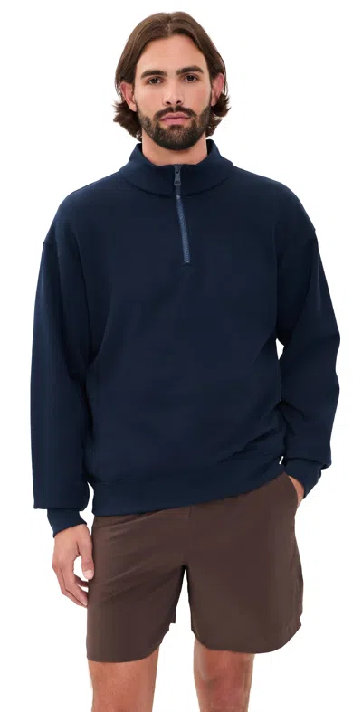 Beyond Yoga Luxefleece Half Zip Pullover Nocturnal Navy In Blue
