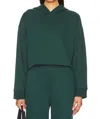 Beyond Yoga Luxefleece Happiness Cropped Hoodie Top In Dark Spruce Green