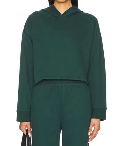 Beyond Yoga Luxefleece Happiness Cropped Hoodie Top In Dark Spruce Green