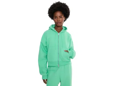 Beyond Yoga Luxefleece Hooded Full Zip Jacket Women's Clothing Jade Pool: Md, Cotton/polyester In Green