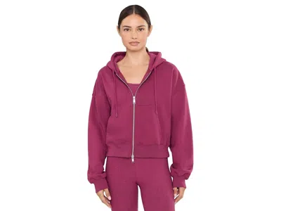 Beyond Yoga Luxefleece Hooded Full Zip Jacket Women's Clothing Pomegranate: Xs, Cotton/polyester In Purple