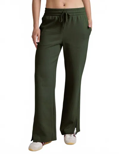 Beyond Yoga Luxefleece Side Slit Wide Leg Pant In Dark Olive In Green