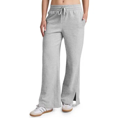 Beyond Yoga Luxefleece Side Slit Wide Leg Pants In Gray