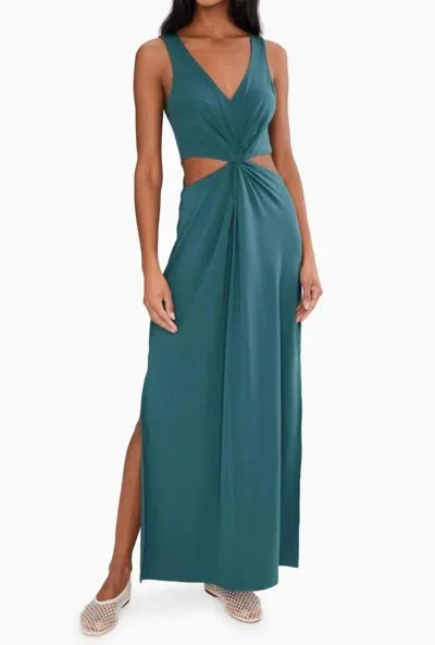 Beyond Yoga Maxi Around The World Front Twist Dress In Teal Sea In Blue