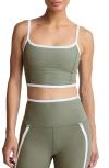 Beyond Yoga Space Dye New Moves High Cropped Tank Top In Grey Sage Heather In Green