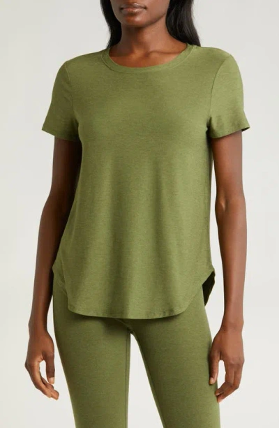 Beyond Yoga On The Down Low T-shirt In Moss Green Heather