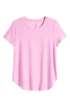 Beyond Yoga Spacedye Featherweight On Down Low Tee In Pink Bloom In Pink Haze Heather