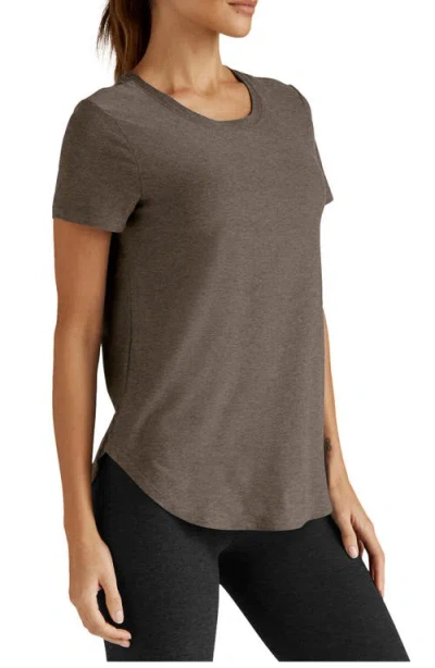 Beyond Yoga On The Down Low T-shirt In Soft Umber Heather