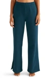 Beyond Yoga On The Go Wide Leg Flare Pants In Blue Gem