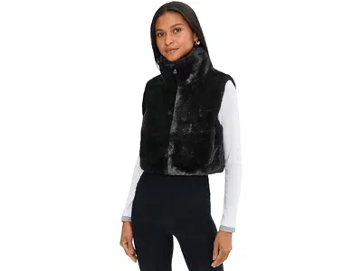 Beyond Yoga On The List Faux Fur Vest In Black