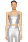 Beyond Yoga On The Up Cropped Tank Top In Liquid Silver