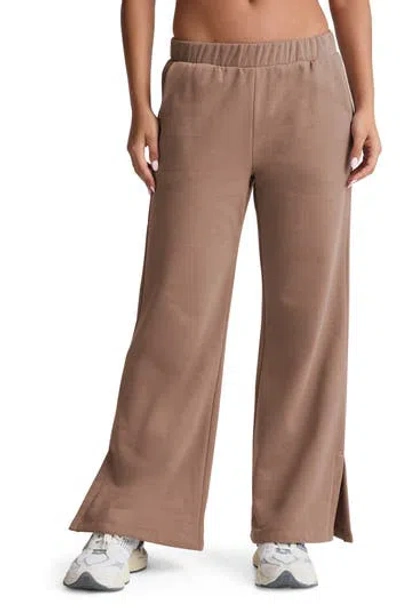Beyond Yoga Open Ended Mid Rise Wide Leg Pants In Brown