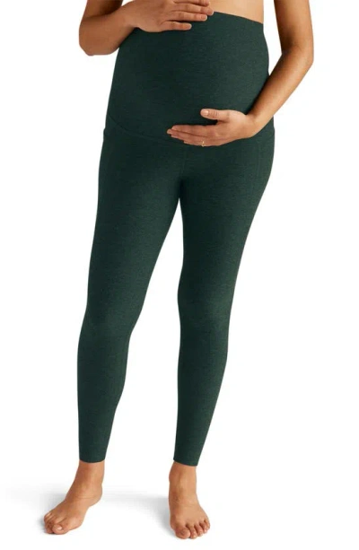 Beyond Yoga Out Of Pocket High Waist Maternity Leggings In Midnight Green Heather