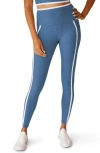 Beyond Yoga Out Of Pocket Side Stripe High Waist Pocket Leggings In Blue