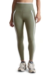 Beyond Yoga Out Of Pocket Side Stripe High Waist Pocket Leggings In Grey Sage/cloud White