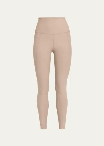 Beyond Yoga Out Of Pocket Space Dye High-waist Mid Leggings In Birch Heather