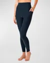 Beyond Yoga Out Of Pocket Space Dye High-waist Mid Leggings In Nocturnal Navy