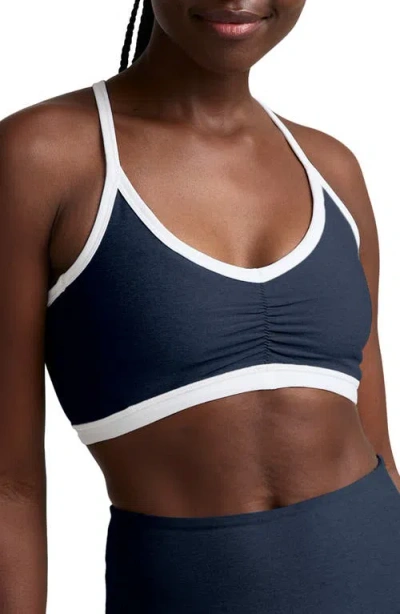 Beyond Yoga Outline Space Dye Sports Bra In Blue
