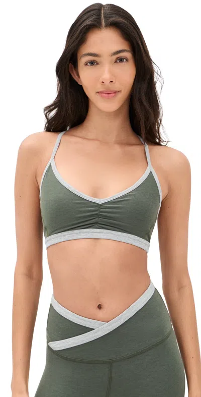 Beyond Yoga Outlines Strappy Bra Dusty Forest Heather In Green