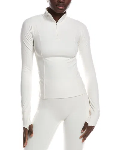 Beyond Yoga Pacer Fleece Quarter Zip Pullover In White