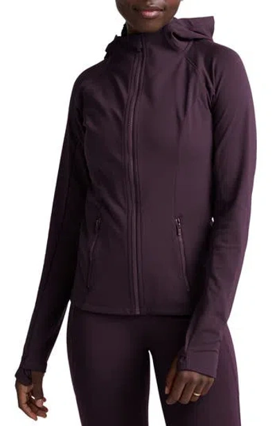 Beyond Yoga Pacer Performance Fleece Full Zip Jacket In Purple