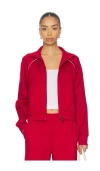 Beyond Yoga Piped Zip Front Jacket In Red