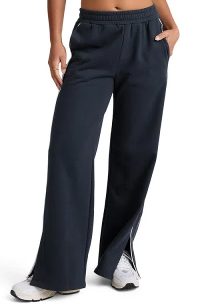 Beyond Yoga Piper Luxefleece Side Slit Wide Leg Pants In Blue