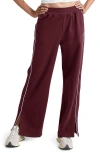 Beyond Yoga Piper Luxefleece Side Slit Wide Leg Pants In Burgundy