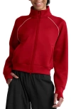 Beyond Yoga Piping Detail Bomber Jacket In Red