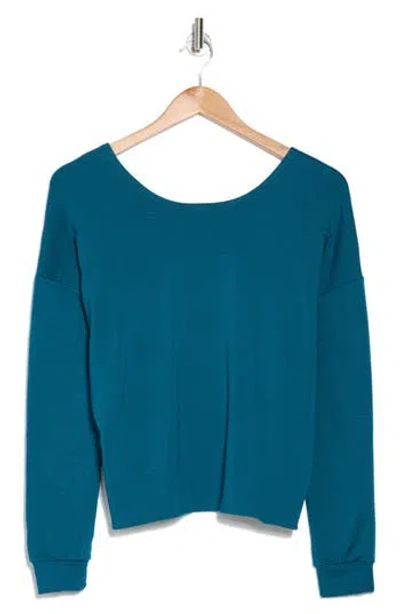 Beyond Yoga Plot Twist Reversible Pullover Sweatshirt In Majestic Blue