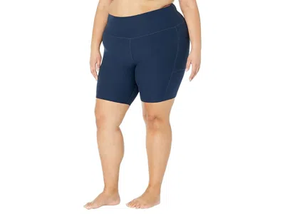 Beyond Yoga Plus Size Spacedye Team Pockets High-waisted Biker Shorts In Blue